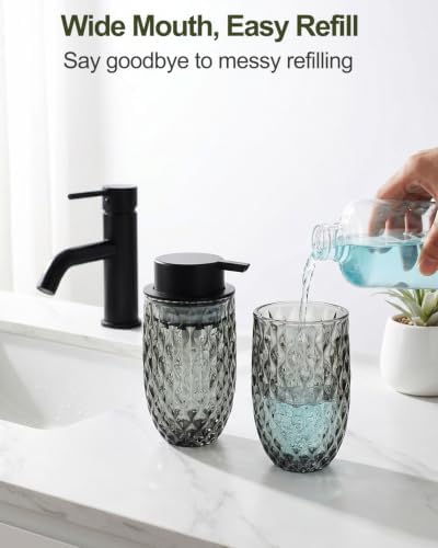2 Pack Grey Glass Foaming Soap Dispensers