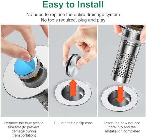 Bathroom Sink Drain Strainer,Universal Pop-Up Sink Stopper Hair
