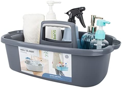 JiatuA Large Cleaning Supplies Caddy, Dark Gray
