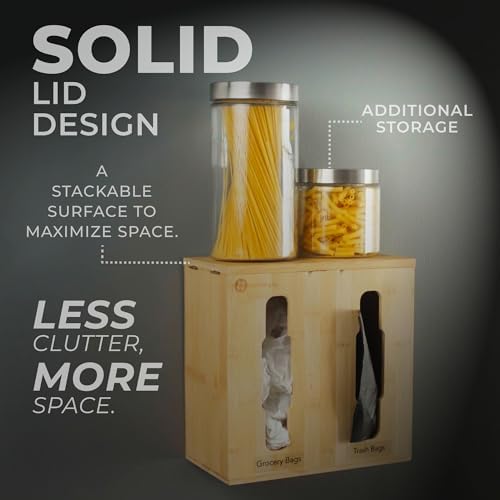 2-in-1 Bamboo Plastic Bag Holder and Trash Dispenser – Large Capacity
