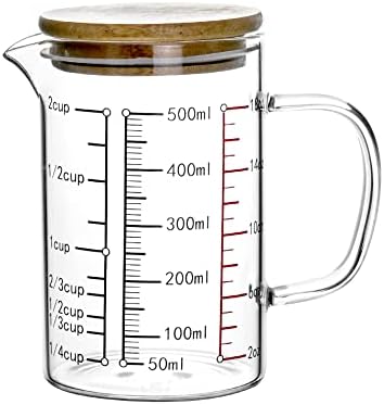 QWORK Glass Measuring Cup, 500ML (18 Oz, 2 Cup), High Borosilicate