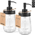 Amolliar 16 Oz Glass Mason Jar Soap Dispenser w/Metal Pump, Black