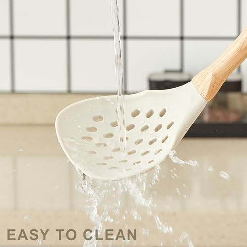 Non-Stick Silicone Kitchen Utensils Set, 7-Piece, Cream White
