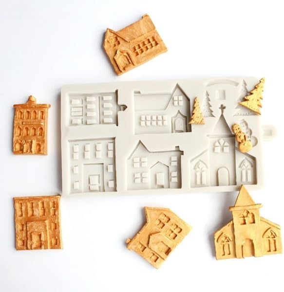 3D Xmas Christmas Tree House Silicone Mold For Fondant Cake Decor