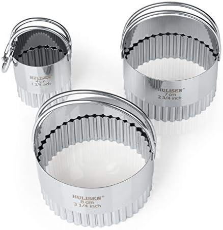 HULISEN 3-Piece Fluted Biscuit Cutter Set with Handle
