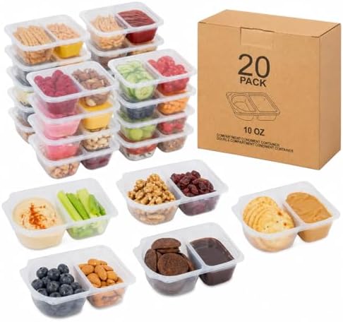 10 OZ (300ml) Snack Containers with Lids,20-Pack Reusable Double