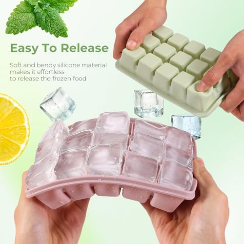 Silicone Ice Cube Tray 3 Pack, BPA Free Ice Trays for Freezer