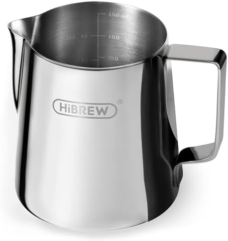 HiBREW Latte Art Pitche 15oz, Stainless Steel Milk Frothing Pitcher