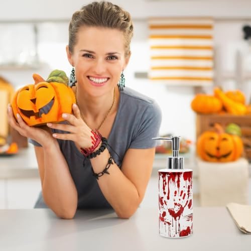 JarThenaAMCS Halloween Soap Dispenser Bloody Handprint Glass Dispenser