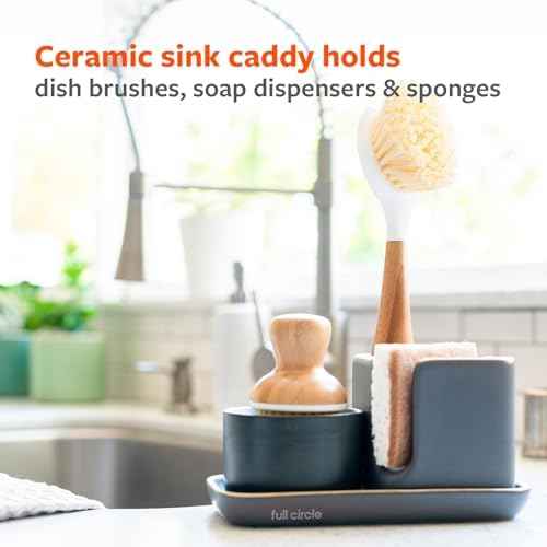 Full Circle Stash Ceramic Kitchen Sink Caddy, 11”