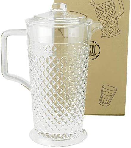 PG Acrylic Water Pitcher - 80oz Clear Plastic Pitcher With Lid