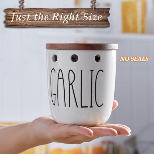 DAYYET Garlic Keeper for Counter, Ceramic Garlic Keeper with