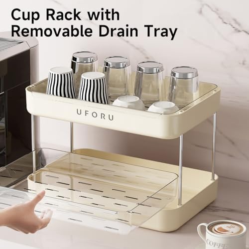 UFORU Countertop Coffee Station Organizer,Cup Rack,Mug & Wine Glass