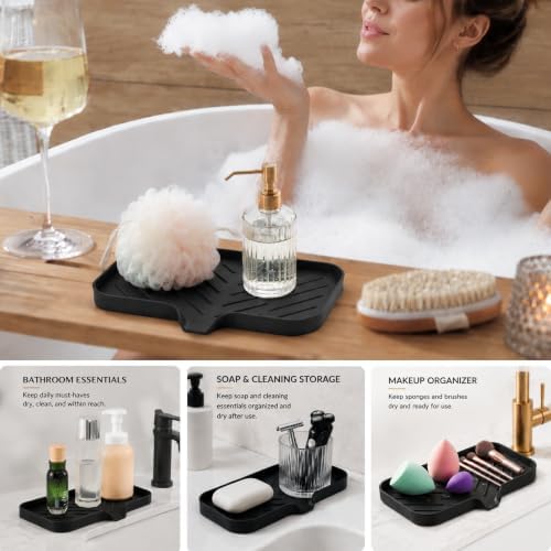 MicoYang Silicone Soap Dish, Black, Medium