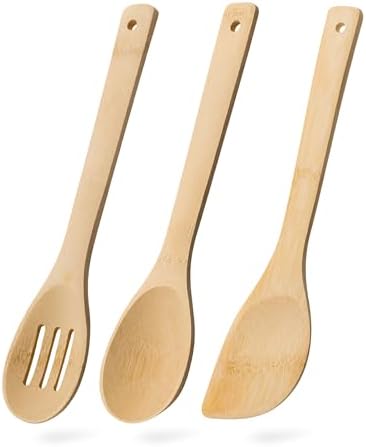Wooden Spoons for Cooking, 3-Piece Bamboo Cooking Utensil Set