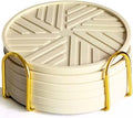 Silicone Coasters Set of 6 - with Gold Holder, smart Modern Grooved