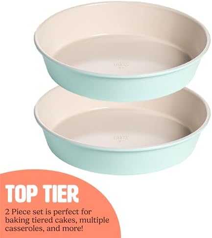 Tasty Clean Ceramic Round Cake Pans Set, 2-Pack of 9-Inch Cake Pans