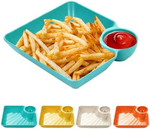 4 Pcs Chips and Salsa Serving Dish Plates, Veggie Platter Dipping