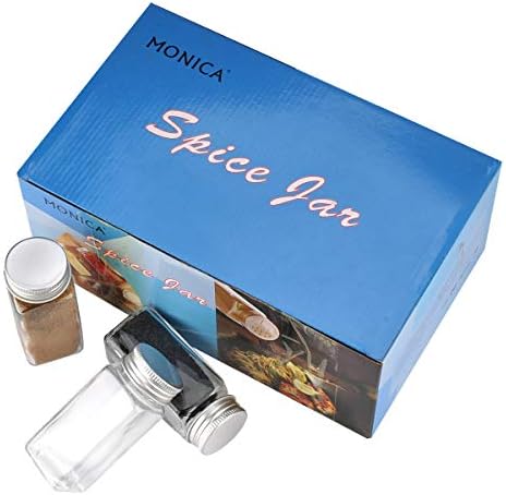 MONICA 14 Glass Spice Jars with w/2 Types of Spice Labels.4oz Empty