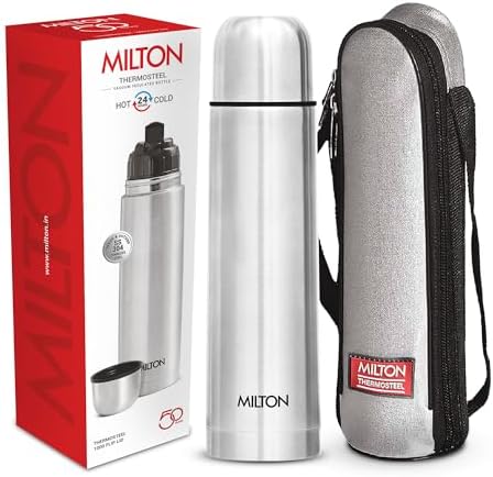 Milton Flask 34 oz Insulated Water Bottle with Cover, Flip Lid