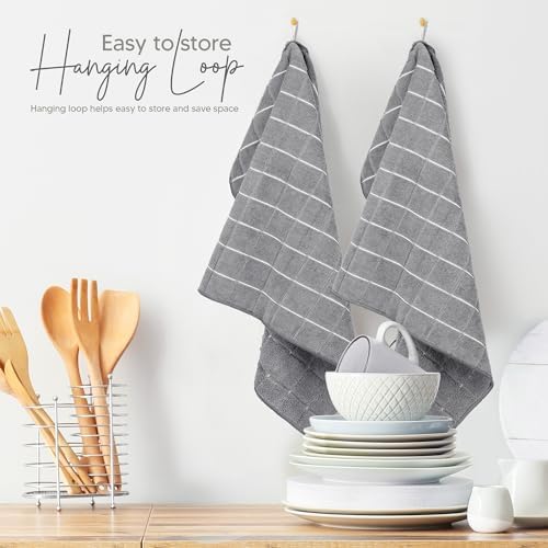 Utopia Towels Microfiber Kitchen Towels 8 Pack 18x26 Inch Grey