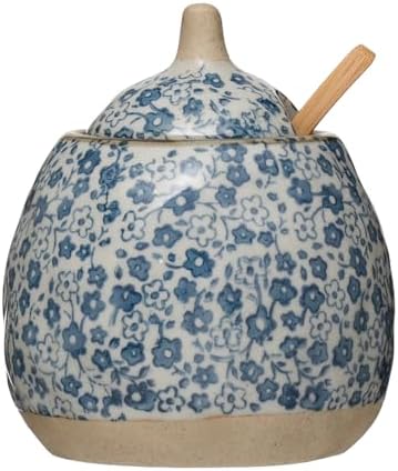 Creative Co-Op Hand-Painted Stoneware Sugar & Creamer