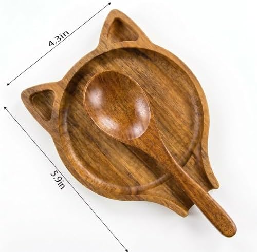 Cat-Shaped Spoon Rest, Acacia wood spoon holder, Heat-Resistant
