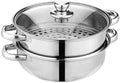 Steamer Pot for Cooking [Large Capacity] 11.8 inch Steamer Pot, 2-tier Multipurpose 18/8 Stainless Steel Steam Pot Cookware with Lid for Vegetable, Dumpling, Stock, Sauce, Food