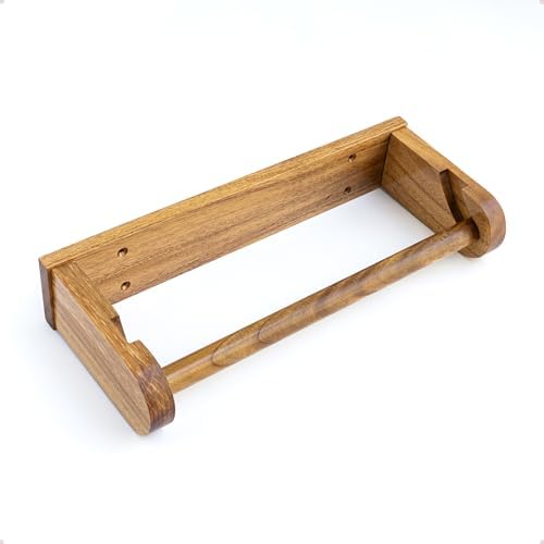 Acacia Wood Paper Towel Holder, Under Cabinet Wall Mount