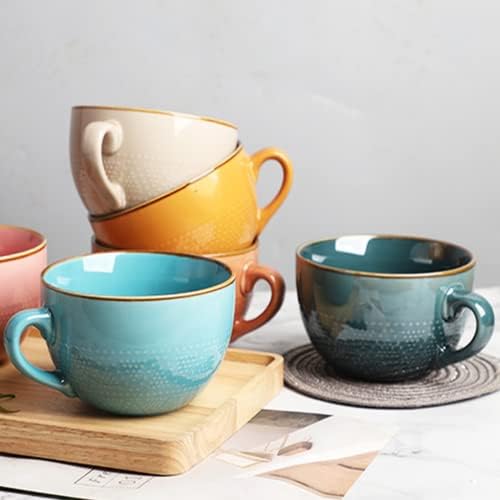 Disoza Large Ceramic Soup Mugs with Handles - 24 Ounce, 700 ML, XXL
