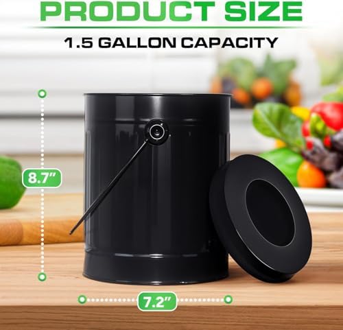 Plexon 1.5 Gallon Metal Compost Bin with Airflow Lid