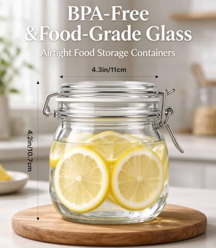 17 oz Glass Jars 4Pack with Airtight Lids,Wide Mouth Food Storage