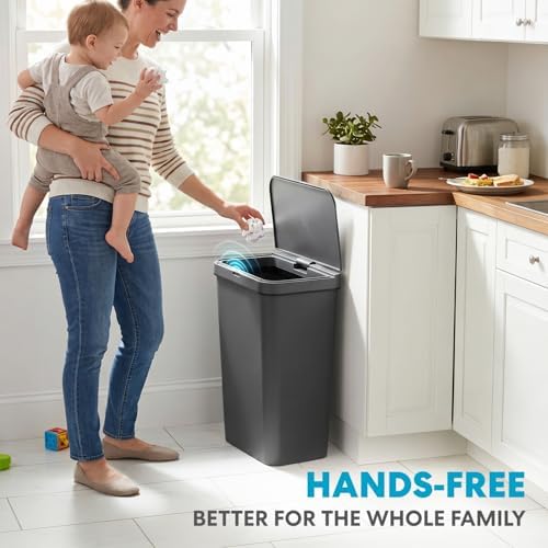 SIMPLI-Magic 13.2 Gallon Sensor Trash Can, Gray