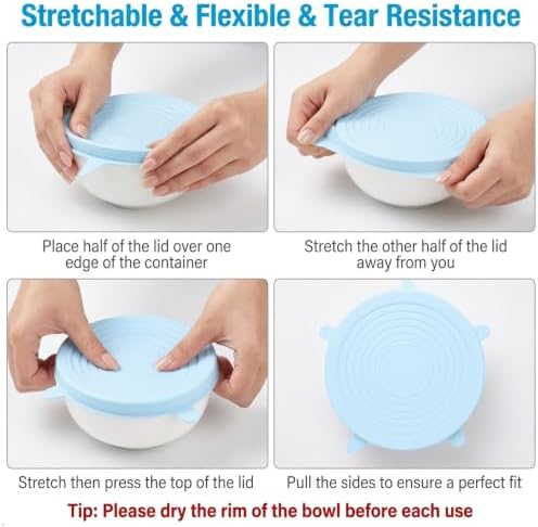 XunLiu Silicone Stretch Lids, 7 Pack, Blue