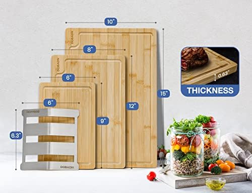 Bamboo Cutting Board Set for Kitchen,Set of 3 Chopping Boards with