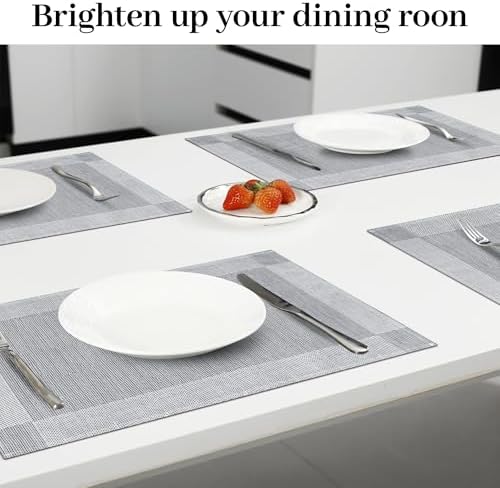Bloss Placemats Set of 4, Linen Woven Place Mats for Kitchen Table