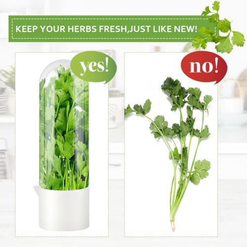 2 Pack Herb Keeper for Refrigerator with Scissors
