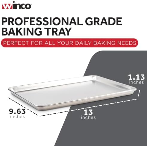 Winco 10" x 13" Aluminum Sheet Pan, 1/4 Size, Reinforced Rim, Closed