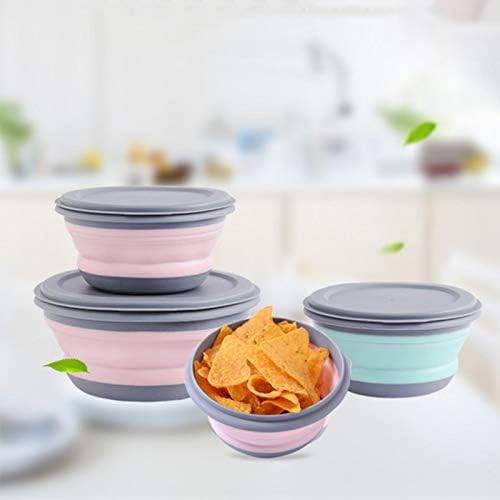 Folding Bowl, Portable Silicone Collapsible Travel Bowl Foldable Salad