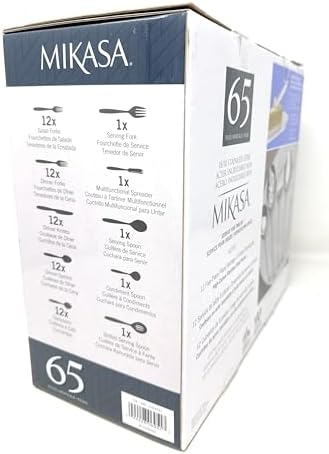 Mikasa, Alyse Flatware Service for 12, 65 Piece Set, 18/10 Stainless