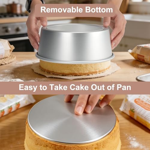 Round Cake Pan with Removable Bottom, Set of 3