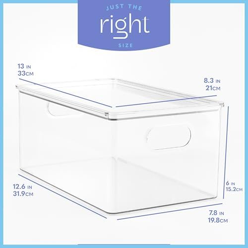 primebox Clear Stackable Storage Bins with Lids, 2 Pack