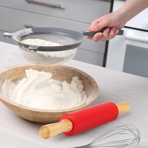 uxcell 4 Inch Silicone Rolling Pin, Small Dough Roller with Wood