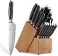 PAUDIN 17 PCS Kitchen Knife Set, Razor Sharp Knife Block Sets, Ideal