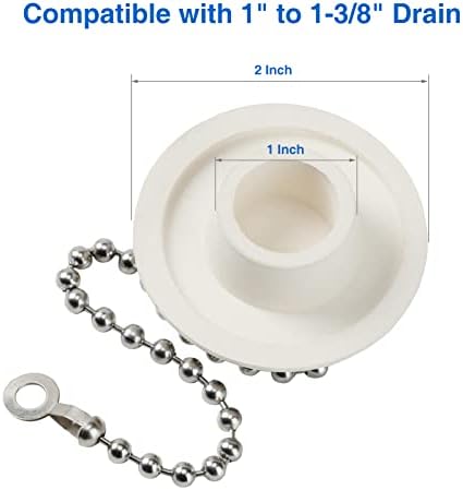 2 Pack Tub Stopper, Rubber Bathtub Plug, Fits 1" to 1-3/8" Drains