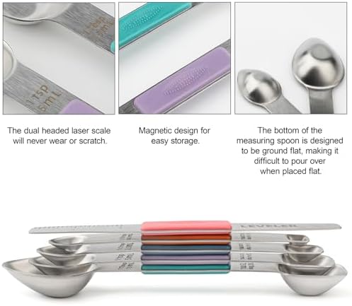 Magnetic Measuring Spoons Set Stainless Steel Double Sided Measuring