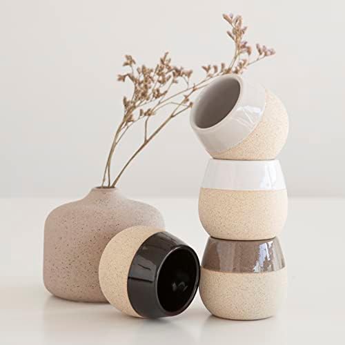 Ceramic Espresso Cups Set of 4, 4.5oz capacity - Small Modern Coffee