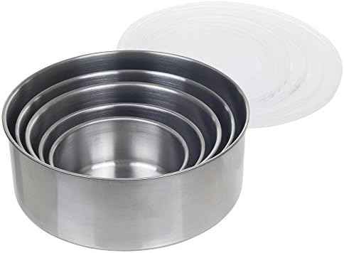 Classic Cuisine Stainless-Steel Bowls with Lids, 5-Piece-Set