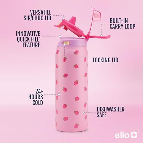 Ello Kids Pop & Fill 18oz Stainless Water Bottle, Sip or Chug