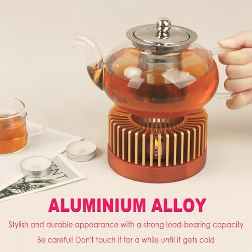 KAYCROWN Teapot Warmer, Aluminum Alloy & Wood Tea Warmer with Tealight